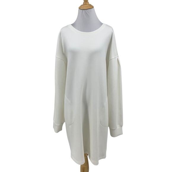 Spanx Dress Womens 2X Plus White AirEssentials Crew Neck Pleat Back Pockets - Picture 1 of 12